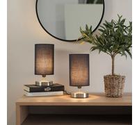 ValueLights | Brushed Chrome Cylinder Touch Dimmer Table Lamp with Navy Blue Fabric Shade | Table Lamps, Home Décor & Improvement Essential