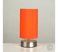 Valuelights Francis Brushed Chrome Dimmable Touch Table Lamps With Fabric Shade In Orange Orange
