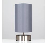 MiniSun | Modern Brushed Chrome Touch Table Lamp with Grey Light Shade | Table Lamps, Home Décor & Improvement Essential | Includes 5W LED Bulb [3000K Warm White]