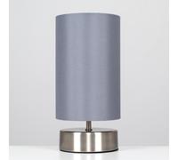 ValueLights Francis Brushed Chrome Dimmable Touch Table Lamps with Fabric Shade in Silver ValueLights Silver