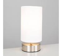ValueLights Francis Brushed Chrome Dimmable Touch Table Lamps with Fabric Shade in White ValueLights White
