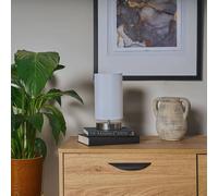 ValueLights Francis Brushed Chrome Dimmable Touch Table Lamps with Fabric Shade in White ValueLights White