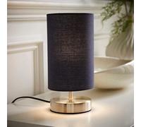 Valuelights Francis Brushed Chrome Touch Table Lamp With Navy Shade And Bulbs