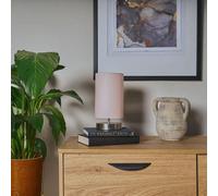Valuelights Francis Brushed Chrome Touch Table Lamp With Pink Shade