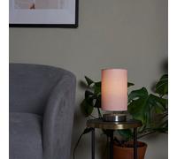 Valuelights Francis Brushed Chrome Touch Table Lamp With Pink Shade And Bulbs