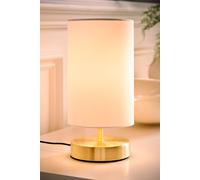 ValueLights | Brushed Gold Cylinder Touch Dimmer Table Lamp with White Fabric Shade Bedside Light Bedside Light | Table Lamps, Home Décor & Improvement Essential | Included LED Bulb