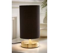 Valuelights Francis Brushed Gold Dimmable Touch Table Lamps With Fabric Shade In Black Black
