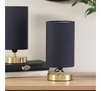 ValueLights | Brushed Gold Cylinder Touch Dimmer Table Lamp with Navy Blue Fabric Shade Bedside Light Bedside Light | Table Lamps, Home Décor & Improvement Essential