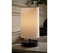 Valuelights Francis Matte Black Dimmable Touch Table Lamp With Fabric Shade In White White