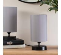 ValueLights Francis Pair of Black Dimmable Touch Table Lamps with Fabric Shades in Grey ValueLights Grey