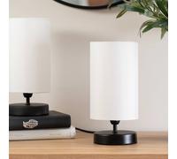 Francis Pair of Matt Black Touch Table Lamps with Fabric Shades ValueLights White One Size