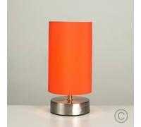 Valuelights Francis Pair Of Brushed Chrome Dimmable Touch Table Lamps In Orange Orange