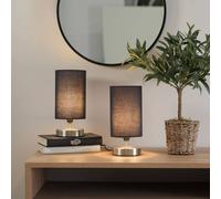 ValueLights Francis Pair of Brushed Chrome Dimmable Touch Table Lamps with Bulbs in Navy ValueLights Navy
