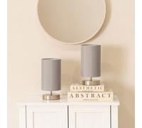 Valuelights Francis Pair Of Brushed Chrome Touch Table Lamps With Grey Shade