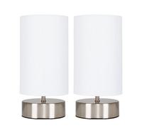 ValueLights Francis Pair of Brushed Chrome Dimmable Touch Table Lamps in White ValueLights White