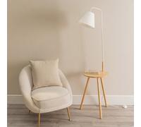 ValueLights | Large Wooden Floor Lamp with Fabric Tapered Shade Coffee Table Living Room Lounge Standing Light | Floor Lamps & Home Improvements Essential