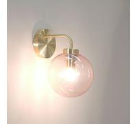 ValueLights | Brushed Gold Metal Stem Wall Light with Pink Tinted Glass Globe Shade | Wall Lamps & Sconces, Home Décor & Improvement Essential | Pair of 2