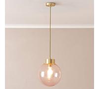 Valuelights Frenchie Pink Glass Globe Brushed Gold Capped Ceiling Pendant Light In Pale Pink Pale Pink One Size