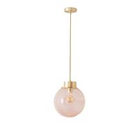 ValueLights Frenchie Pink Glass Globe Brush Gold Capped Ceiling Light