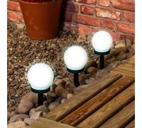Set of 3 Solar Powered Outdoor Frosted Globe Garden Spike Lights black