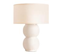 ValueLights Gemma Cream Linen with Trim Shade Ribbed Table Lamp & Bulb