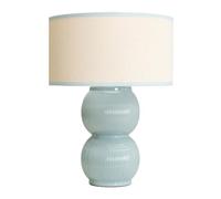 ValueLights Gemma Green Linen with Trim Shade Ribbed Glazed Table Lamp
