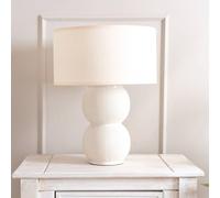 Valuelights Gemma Linen With Trim Drum Lamp Shade Stacked Ribbed Glazed Table Lamp In Cream Cream
