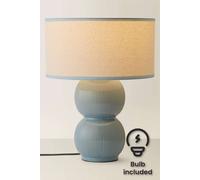 Valuelights Gemma Linen With Trim Drum Lamp Shade Stacked Ribbed Glazed Table Lamp In Pale Green Pale Green