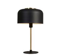 Valuelights Geneva Contemporary Matt Black And Satin Brass Stem Dome Table Lamp