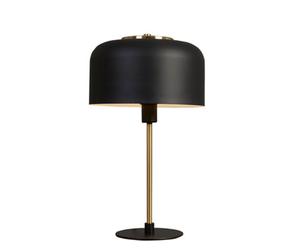 Valuelights Geneva Contemporary Matt Black And Satin Brass Stem Dome Table Lamp