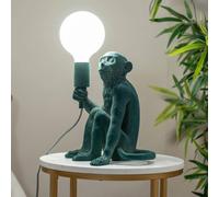 Valuelights George Dark Green Velvet Monkey Animal Table Lamp Dark Green