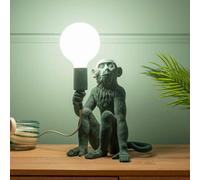 Valuelights George Dark Green Velvet Monkey Bedside Table Lamp Animal Bedroom Light - Bulb Included