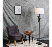 Valuelights George Monkey Animal Quirky Modern Black Floor Lamp With White Shade