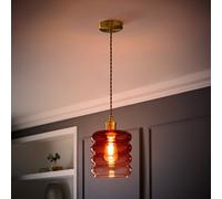 ValueLights Giselle Brushed Gold Ombre Berry Glass Ceiling Pendant Light with Bulb in Dark Pink ValueLights Dark Pink