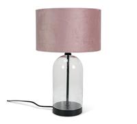 ValueLights | Glass and Black Metal Bedside Table Lamp with a Pink Velvet Lampshade | Home Décor, Bedside & Desk Lamp