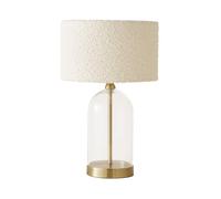 ValueLights | Glass and Gold Metal Bedside Table Lamp with a Cream Boucle Lampshade | Home Décor, Bedside & Desk Lamp