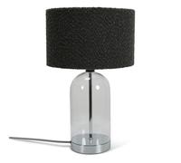ValueLights | Glass and Silver Chrome Metal Bedside Table Lamp with a Charcoal Grey Boucle Lampshade | Home Décor, Bedside & Desk Lamp | Includes Bulb