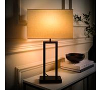 ValueLights | Gloria Black Double Stem Metal Table Lamp with Rectangular Lamp Shade and Bulb | Table Lamps, Home Décor & Improvement Essential | Light Bulb Included