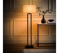 ValueLights | Gloria Black Double Stem Metal Floor Lamp with Rectangular Lamp Shade and Bulb | Floor Lamps, Home Décor & Improvement Essential | Light Bulb Included