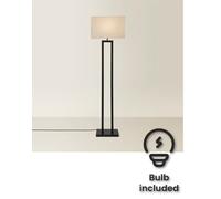 Valuelights Gloria Black Double Stem Metal Floor Lamp With Rectangular Lamp Shade And Bulb