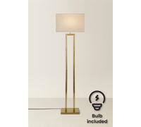 ValueLights | Gloria Gold Double Stem Metal Floor Lamp with Rectangular Lamp Shade and Bulb | Floor Lamps, Home Décor & Improvement Essential | Light Bulb Included