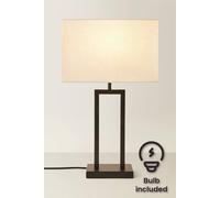 ValueLights | Gloria Black Double Stem Metal Table Lamp with Rectangular Lamp Shade and Bulb | Table Lamps, Home Décor & Improvement Essential | Light Bulb Included