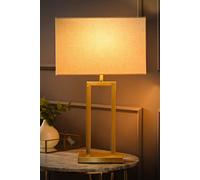 ValueLights | Gloria Gold Double Stem Metal Table Lamp with Rectangular Lamp Shade and Bulb | Table Lamps, Home Décor & Improvement Essential | Light Bulb Included