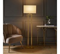 ValueLights | Gloria Gold Double Stem Metal Floor Lamp with Rectangular Lamp Shade and Bulb | Floor Lamps, Home Décor & Improvement Essential | Light Bulb Included