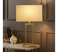 ValueLights | Gloria Gold Double Stem Metal Table Lamp with Rectangular Lamp Shade and Bulb | Table Lamps, Home Décor & Improvement Essential | Light Bulb Included