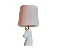 Valuelights Gloss White And Gold Ceramic Unicorn Table Lamp With Pink Light Shade