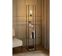 ValueLights | Black Metal Frame Shelf Floor Lamp with Glass Panel Storage Shelves for Living Room Lounge | Floor Lamps, Home Décor & Improvement Essential
