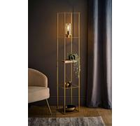 Gobie Metal Frame with Glass Storage Shelf Floor Lamp with LED Bulb ValueLights Gold One Size