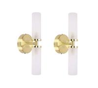 Canya IP44 Bathroom Pair of Way Frosted Reeded Glass Gold Wall Lights ValueLights Gold One Size