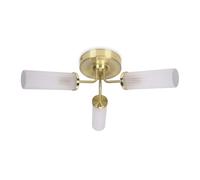 ValueLights | Gold 3 Way Ceiling Light Fitting with Reeded Glass Shade | Close-to-Ceiling Lights, Home Décor & Improvement Essential | IP44 Bathroom